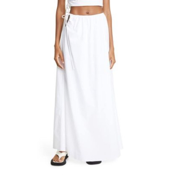 SIR. MASON White Italian Cotton Gathered Waist Maxi Skirt size 3 - Large L $300 - Picture 3 of 4
